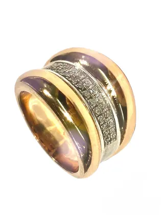Anillo oro rosa y oro amarillo con diamantes