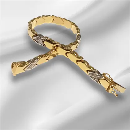 Pulsera en oro bicolor con diamantes
