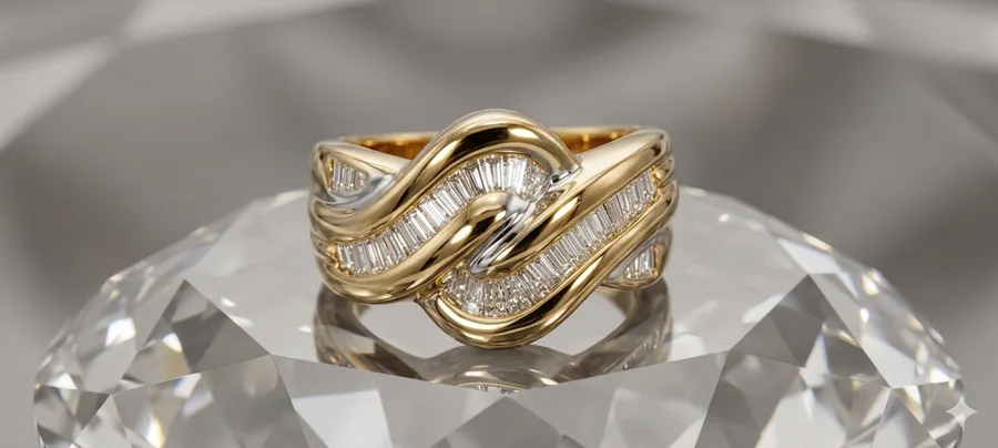 Anillo diamantitos baguette oro amarillo