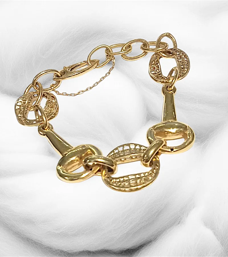 Pulsera eslabones combinados oro 18 kilates