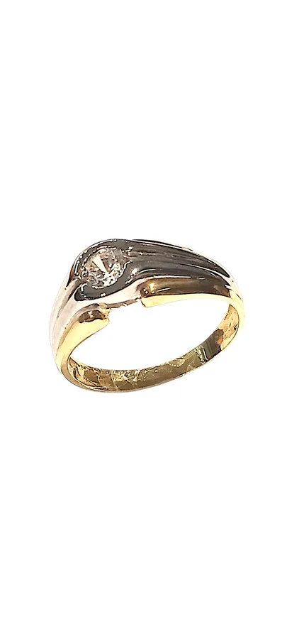 Solitario bicolor con circonita oro 18 kilates